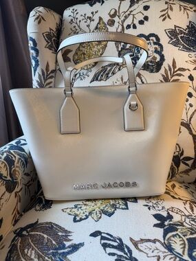 Marc Jacobs White Leather Tote with Top Handles